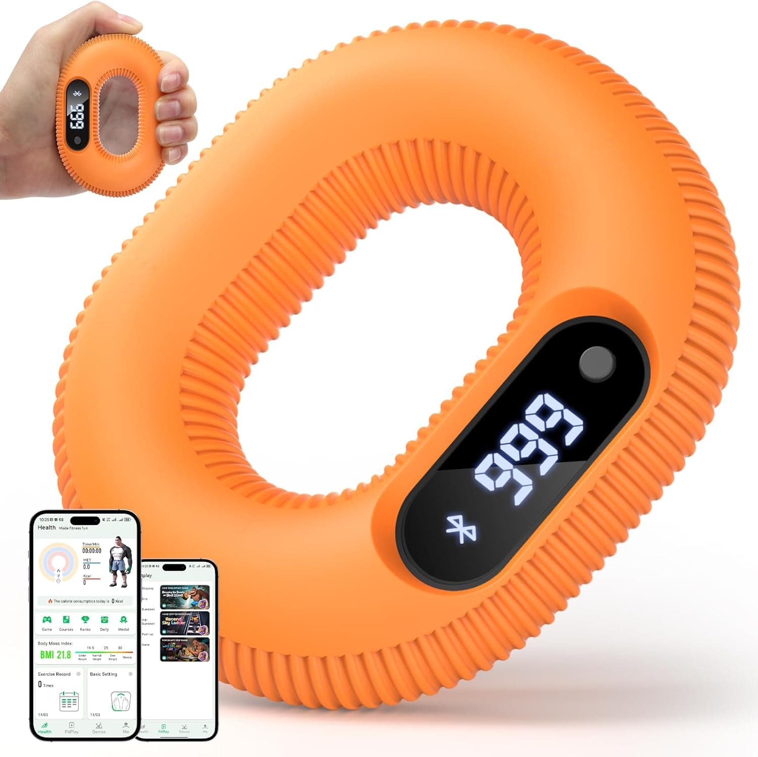 Smart Silicone Grip Strength Trainer, Forearm Strengthener with Data Monitoring, Supports Game Interactions and App Control, Hand Exercisers for Strength,Stress Relief and Rehabilitation