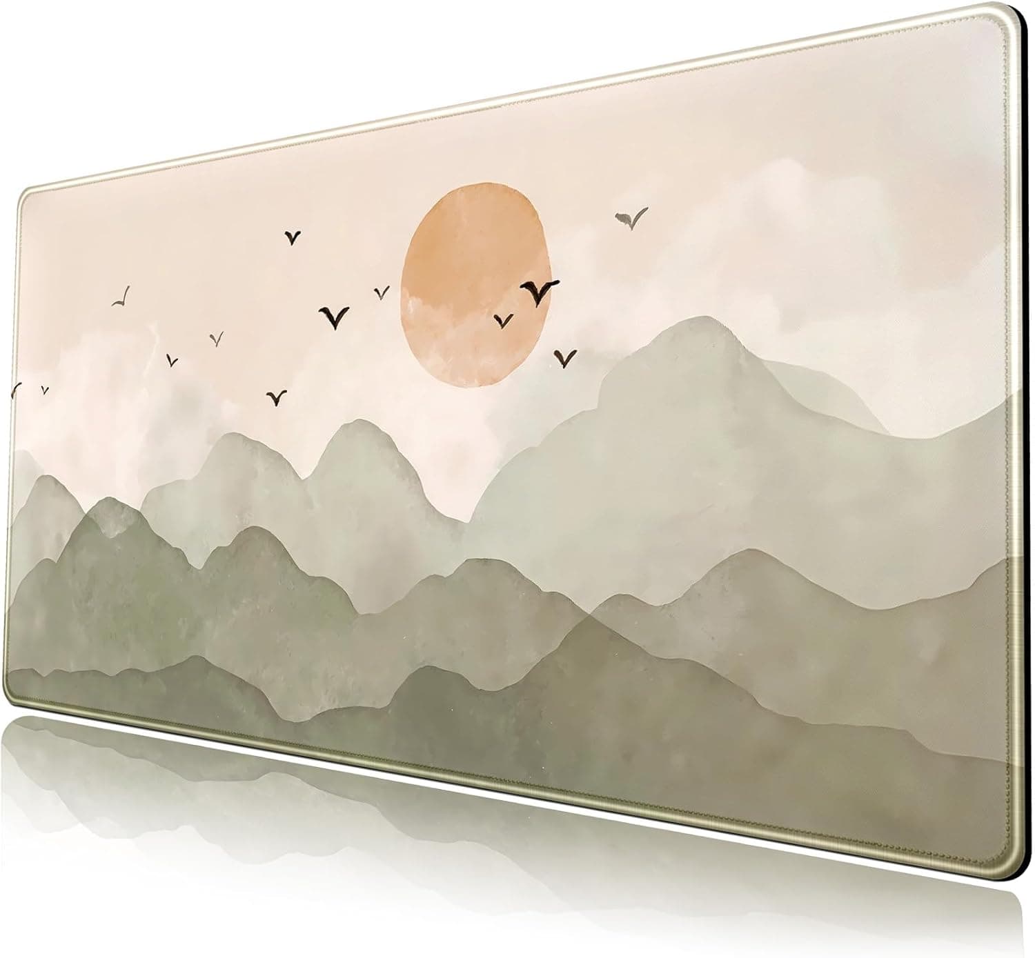 Nature Desk Mat 31.5''X15.7'' Large Mouse Pad Cute Boho Sage Green Beige Desk Pad Minimalist Extended Gaming Mousepad XXL Aesthetic Keyboard Mouse Mat for Computer Laptop Office Decor