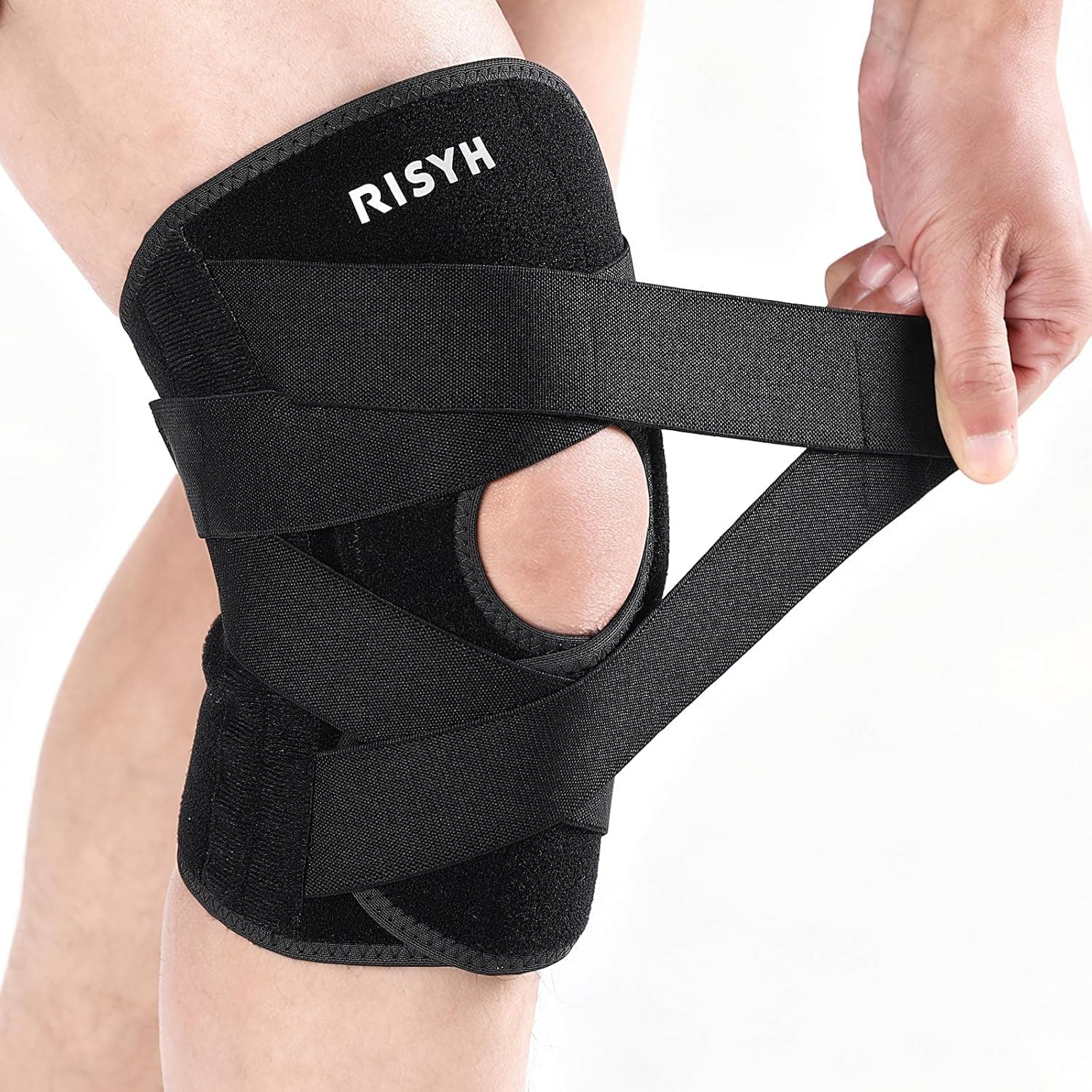 Knee Brace for Women Men Adjustable Cross Strap, Knee Braces for Meniscus Tear, Knee Pain Support with Side Stabilizers, Relieves ACL, MCL, Arthritis, Knee Pain for Patella Stability