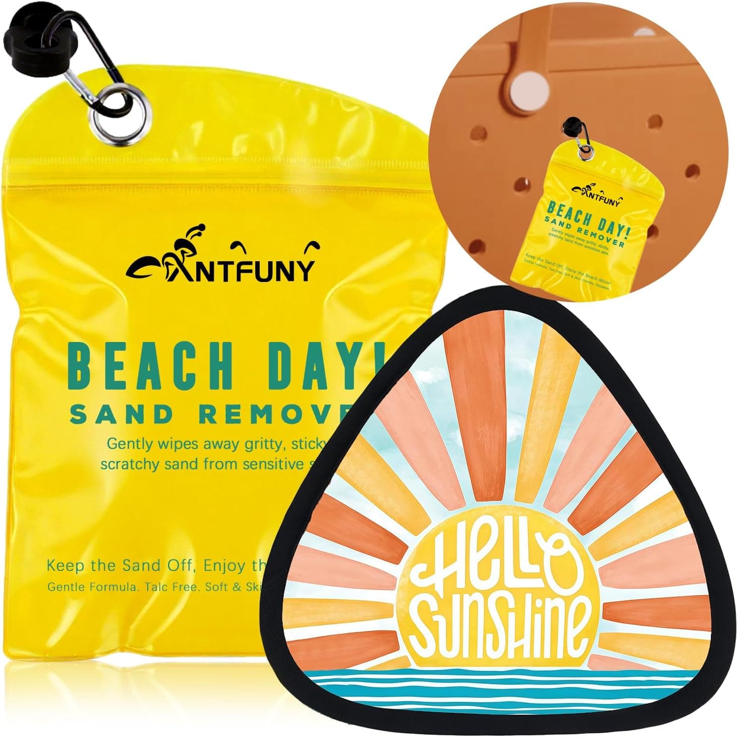 Triangle Sand Remover for Beach Sandproof Cleaner Eraser Essential Wipe Off Mitt Duster Brush Cup Holder Game Toy Cruise Ship Summer Vacation Must Have Hawaii Trip Honeymoon Gift for Women Towel