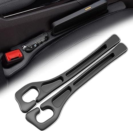 Car Seats Gap Filler Dual-Slot Car Seat Gap Organizer – with Belt Slot, Anti-Drop Gap Filler for Cars & SUVs – No More Lost Items, All Within Reach (2PCS) (Black)
