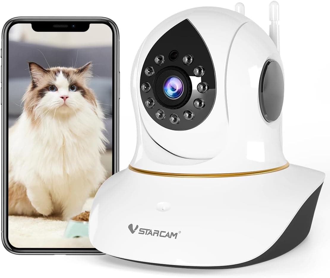 VSTARCAM Interactive Pet Camera with Dual WiFi Antennas, 360° Pan-Tilt, 2K Dog & Cat Camera with Phone APP, 2.4GHz WiFi, IR Night Vision, Motion Detection, 2-Way Audio, Dog Cameras for Pet Monitoring