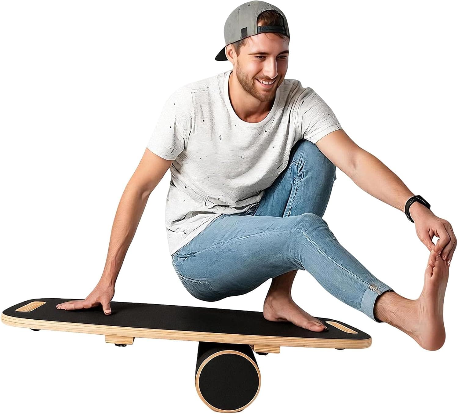 Balance Board for Adults | Wobble Board with Adjustable Stoppers - 3 Different Distance Options | Wooden Balance Boards for Improve Balance, Surf Trainer & Physical Therapy