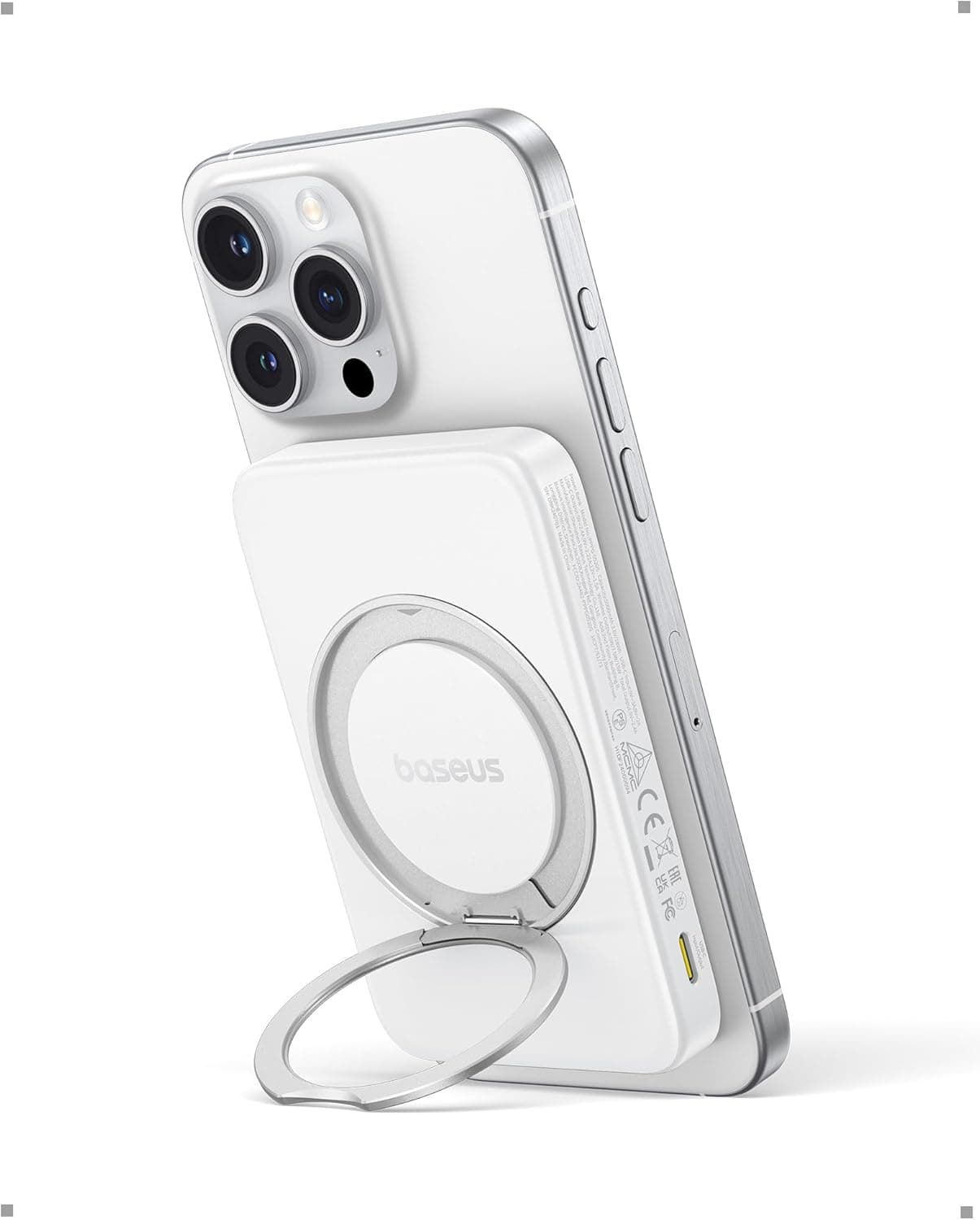 Baseus PicoGo Magnetic Power Bank, Qi2 Certified 15W Ultra-Fast Wireless Portable Charger with Stand, Ultra-Slim 5000mAh Battery Pack for iPhone 17 Pro Max 16/15/14/13/12