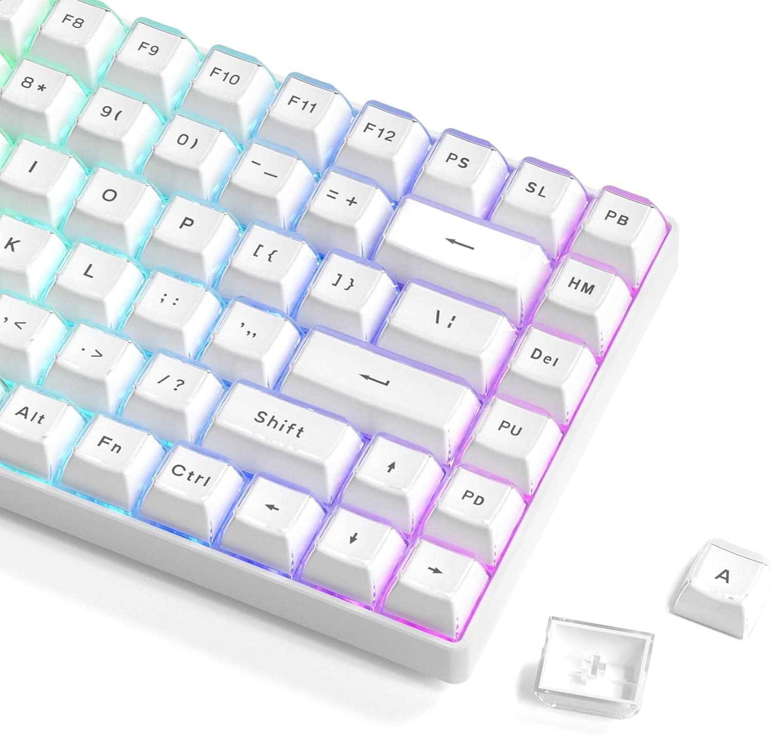 Womier White Jelly Keycaps, Mechanical Keyboard for keycaps Set, OEM Profile Key Cap, 113-Key Cute Custom Keycaps for 60%,75%,100% Mechanical Keyboards with Cherry/Gateron MX Switches-White