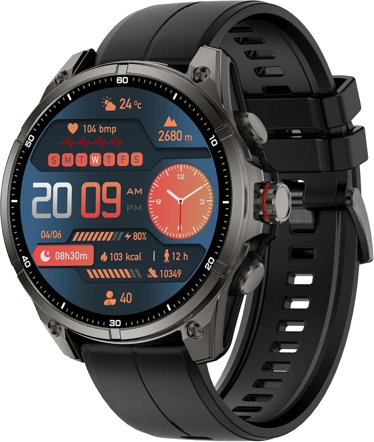 GPS Running Watch and Outdoor Smartwatch, AMOLED Display, Built-in LED Flashlight,Multisport GPS Smartwatch,5ATM Waterproof,Fitness Tracker up to 15 Days of Battery