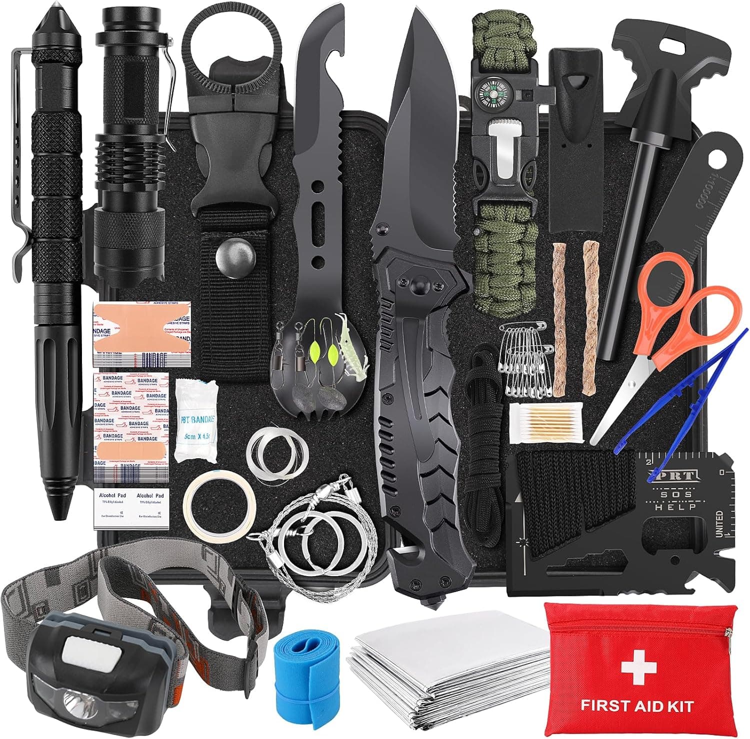 Gifts for Men, Women, Dad Christmas PIXATO Survival Kits, Survival Gear and Equipment 116-in-1, Emergency Kit with First Aid Kit, Tactical Pen, Fishing Kit, Headlamp for Camping, Hiking, Hunting