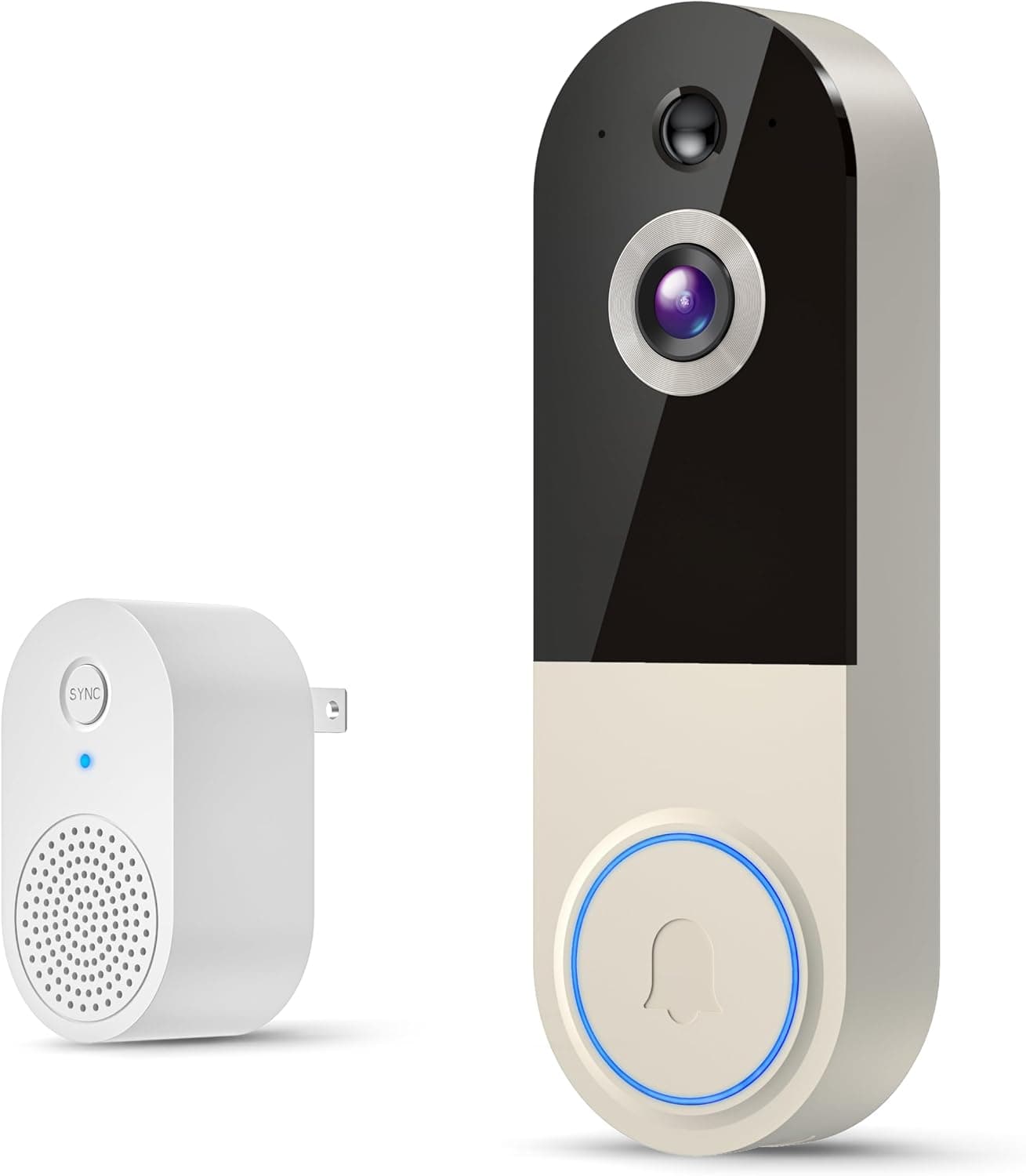 WiFi Video Doorbell Camera with Human Detection, Battery Powered, Night Vision, 2-Way Talk, 2.4G WiFi, Cloud Storage