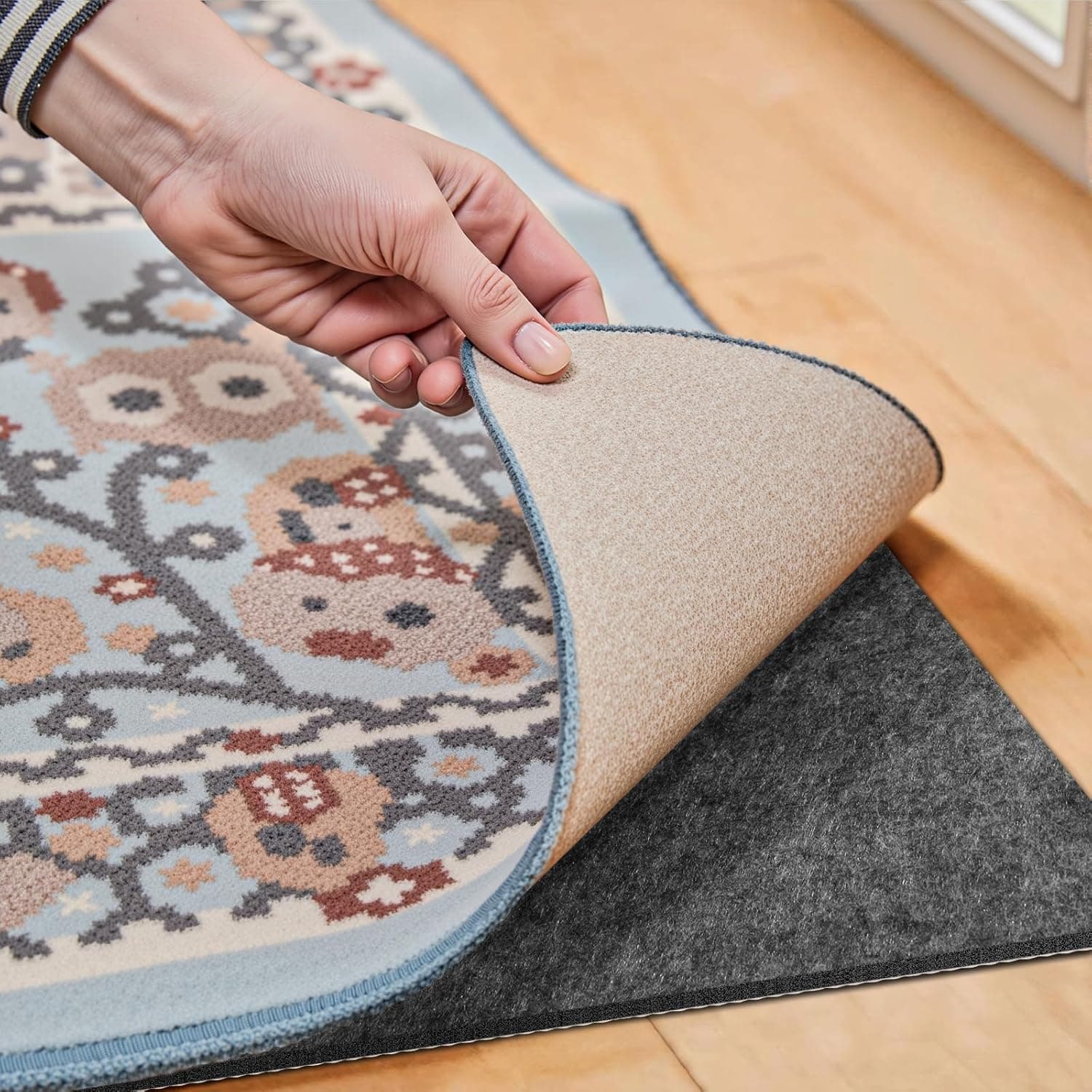 Waterproof Rug Pad, 8x10 Ft Under Area Rug Carpet Pad, Non Slip Rug Pads for All Floors and Hardwood Floors Finishes, Keep Carpets in Place Soft and Prevent Rug from Wrinkling or Buckling