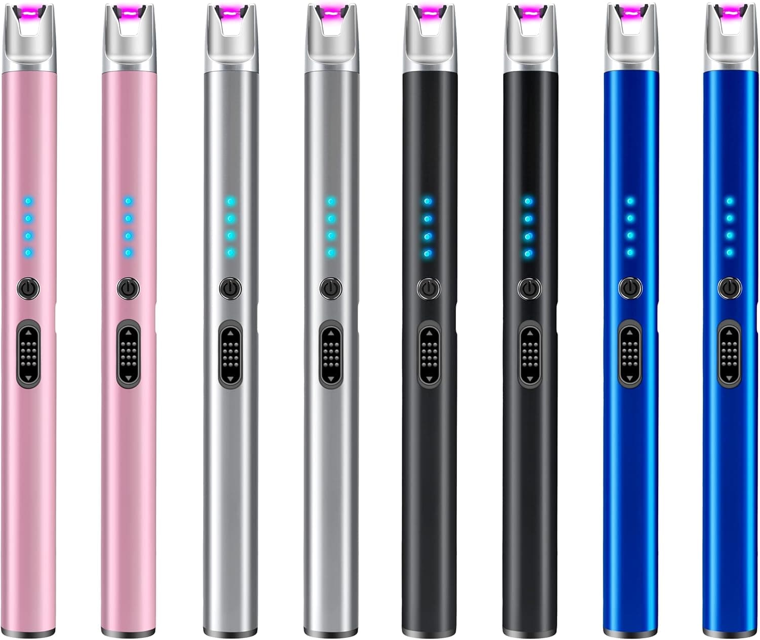 Luxgaze 8 Pack Electric Candle Lighter Rechargeable USB Lighters Flameless Windproof Plasma Arc Lighters with Safety Lock Long Lighter for Candle BBQ Camping Birthday Party
