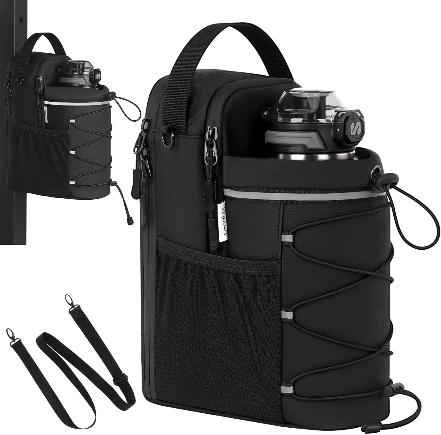 Magnetic Gym Bag with Storage Pockets & Bottle Holder, Lightweight Sports Organizer with Detachable Shoulder Strap, Fitness Bag for Gym, Training, Travel & Home Gym, Durable Strong Magnets Design