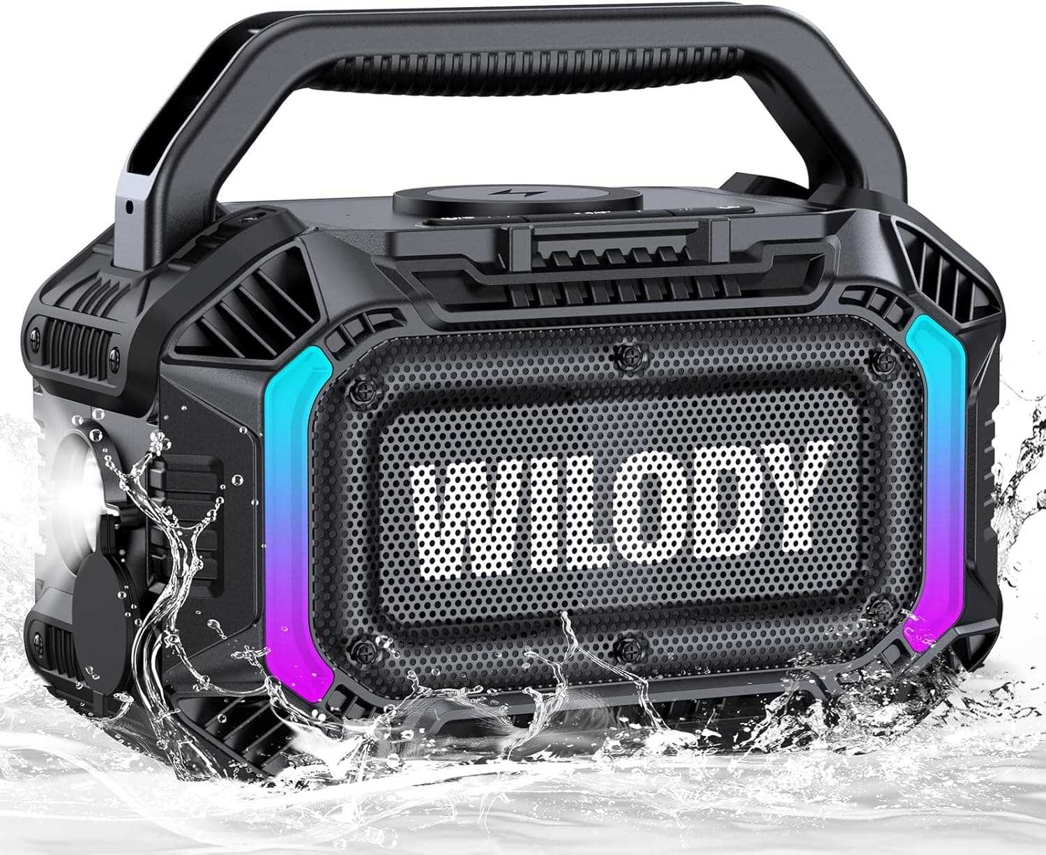 Wilody Speakers Bluetooth Wireless, 100W Loud Outdoor Speaker with Bass, IPX7 Waterproof Floatable, 20H Playtime, RGB Light, Portable Speaker with TWS for Work, Outdoor, Garage, Camping (Black)