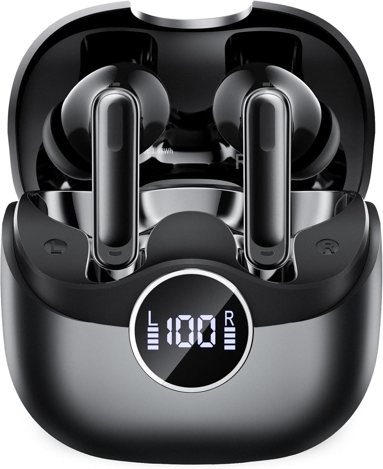 Adaptive Hybrid Active Noise Canceling 2026 Wireless Earbuds, 6 Mics ENC Clear Call Ear Buds, Hi-Res Audio Deep Bass Bluetooth 5.4 Headphones, 40H Playtime, Wireless Charging, LED, USB-C, Black
