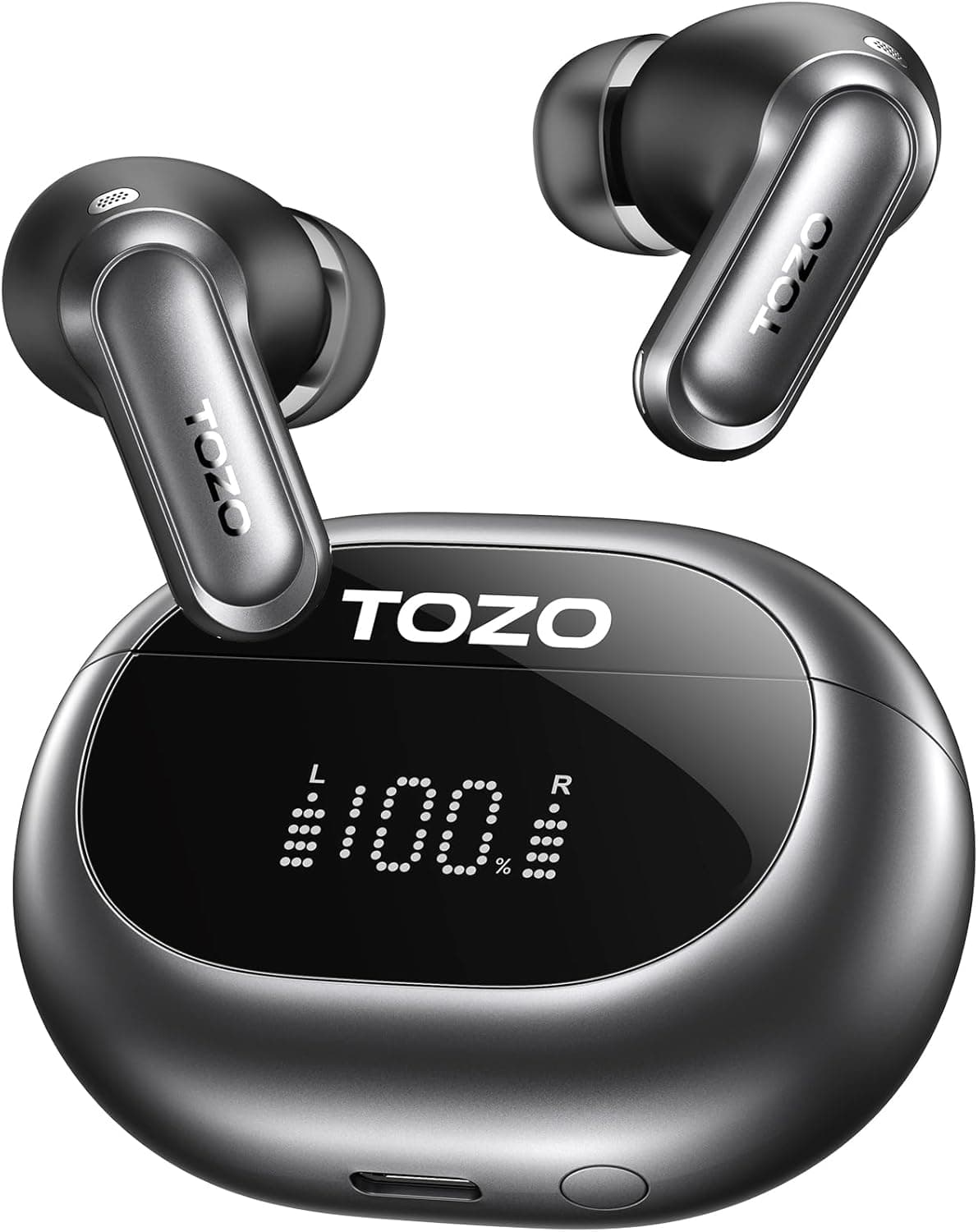 TOZO NC20 Active Noise Cancelling Wireless Earbuds, LDAC Hi-Res Sound Bluetooth Headphones, 6 Mics AI Call Ear Buds 80H Playtime, Dual Pairing, 32 EQ via App, IPX8 Waterproof, Wireless Charging Case