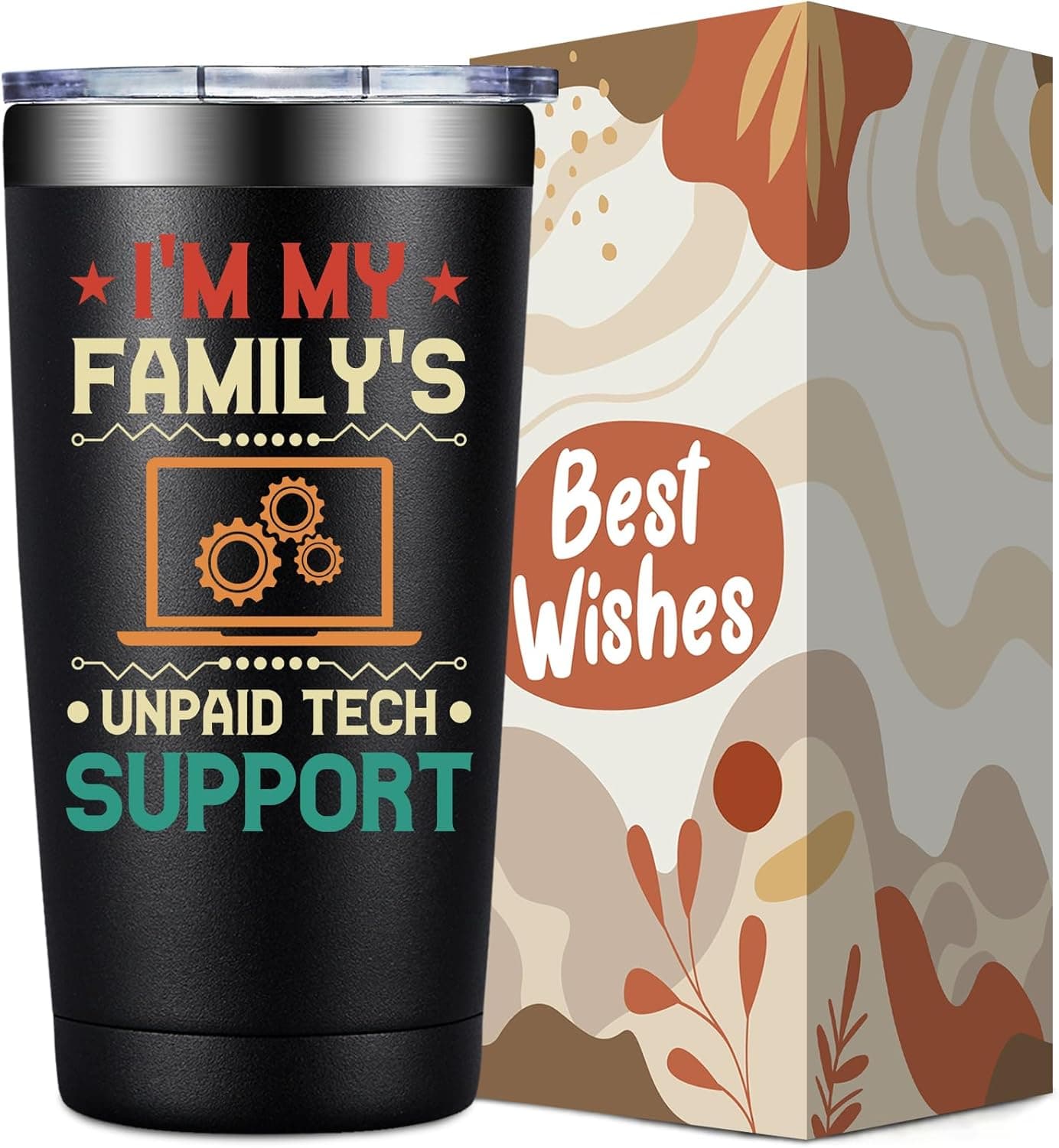 SpenMeta Christmas Tech Gifts for Men - Cool Technical Support Gifts for IT Techies Guys, Geek, Programmer - I'm My Family's Unpaid Tech Support Tumbler Cup 20oz