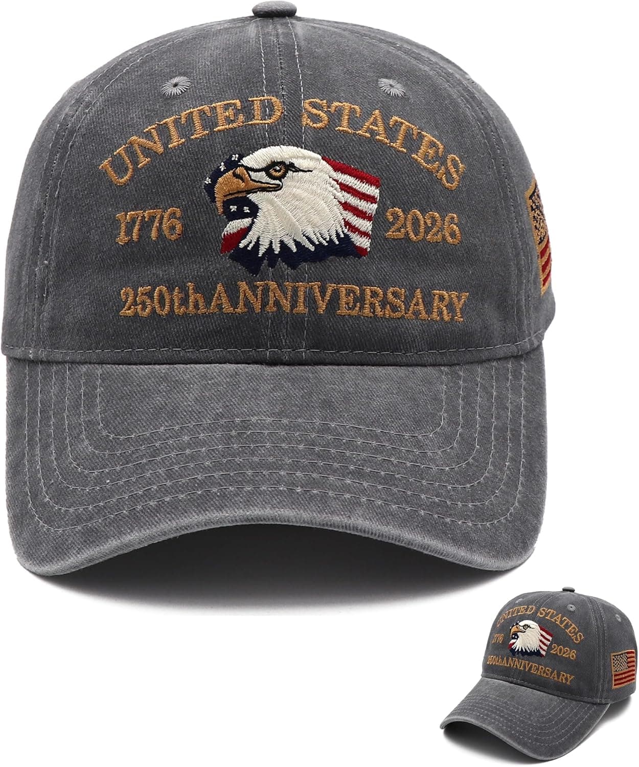 250th Anniversary USA Hat,1776-2026 Patriot Baseball Cap Adjustable Classic Retro Embroidered Eagle Hat for Men Women Gifts