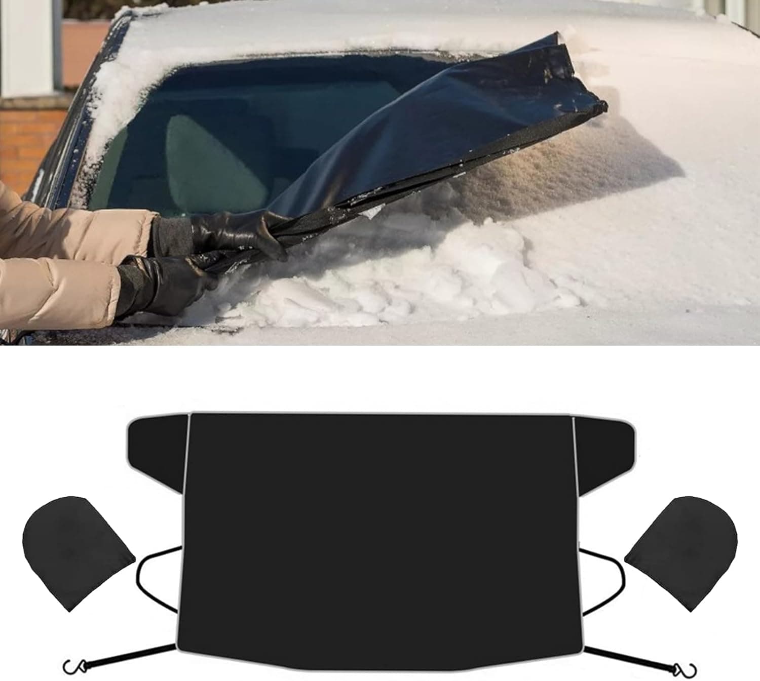 Car Windshield Cover for ice and Snow, Shade Blocks Winter Frost Hail Protector with Side Mirror Covers, Waterproof, Sunshade, Dustproof Windshield Cover for Cars, Trucks, Vans