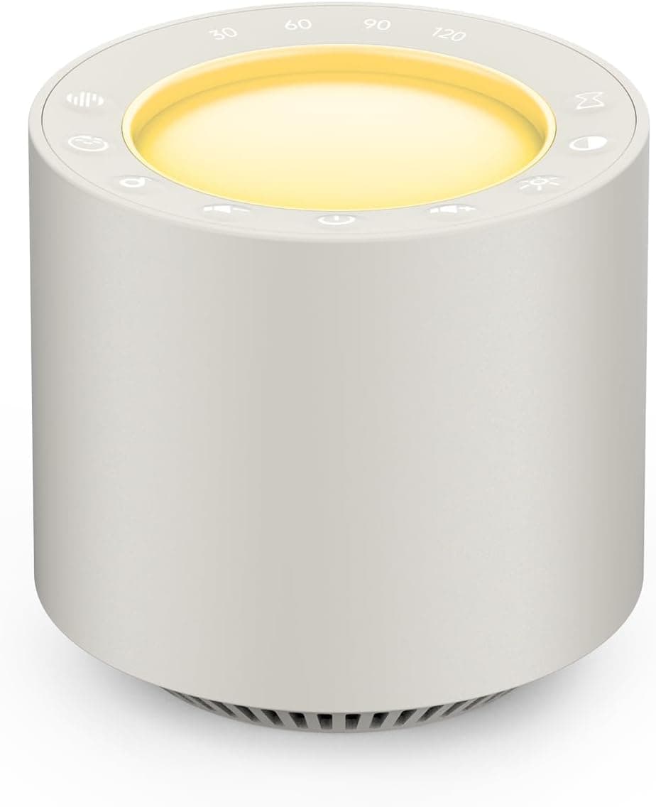 Baby White Noise Machine: Red Light Therapy Sleep Sound Machine with 38 Soothing Sounds & Calming Womb Soother Shusher, Memory Function, Dimmable Nursery Night Light with Timer, Baby Gift