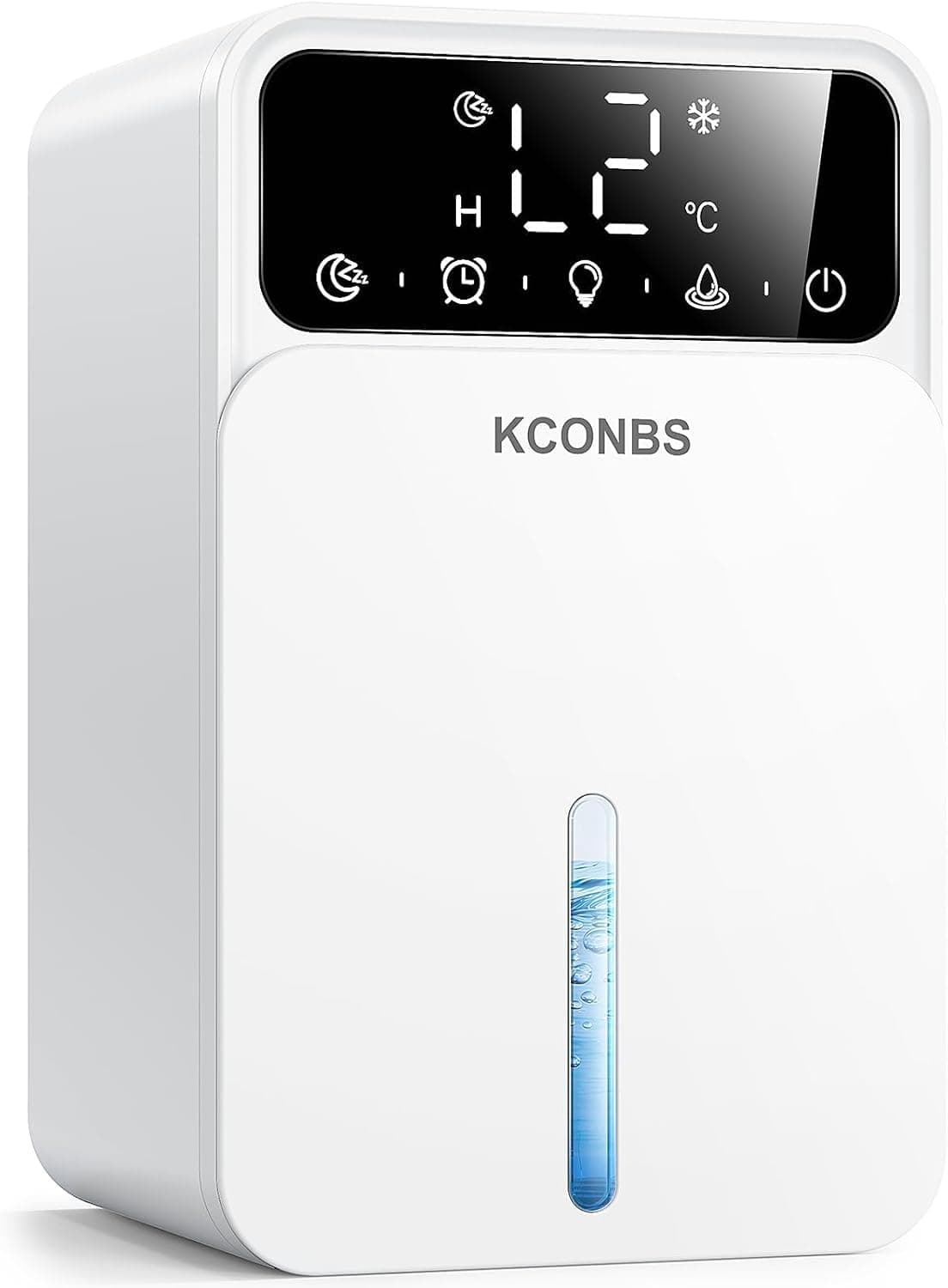 Dehumidifier for Home, 60 OZ Capacity, Auto Shut-Off for Medium Rooms up to 500 Sq.Ft, Portable Quiet for Bedroom Bathroom Basement, 24H Timer & 7 Color Lights (White, 7.36 × 6.77 × 10.47 inch)