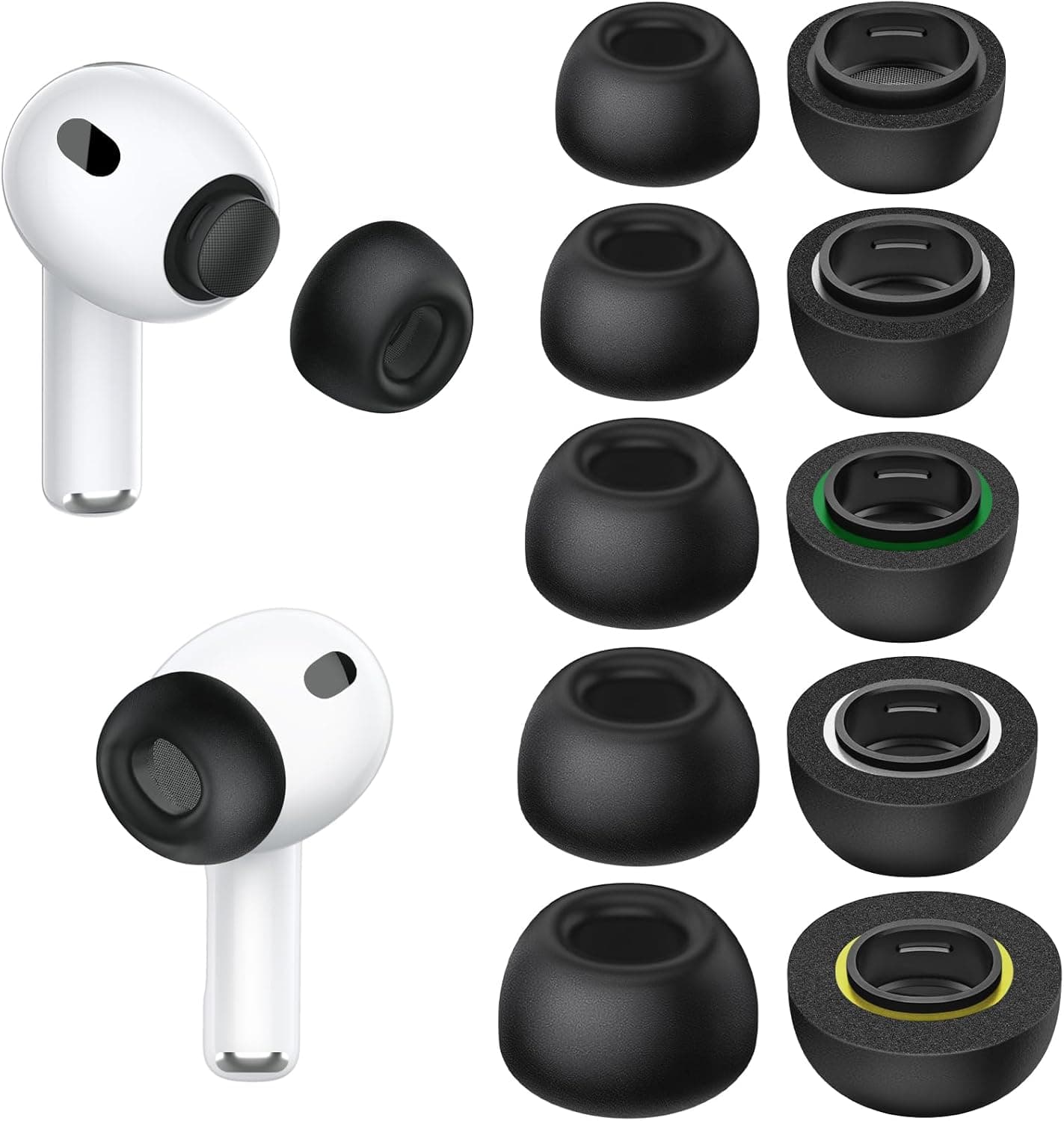 Memory Foam Ear Tips for Airpods Pro 3, Secure Fit, Comfortable, Better Noise Canceling, Replacement Ear Tips with Portable Storage Box (XXS/XS/S/M/L)