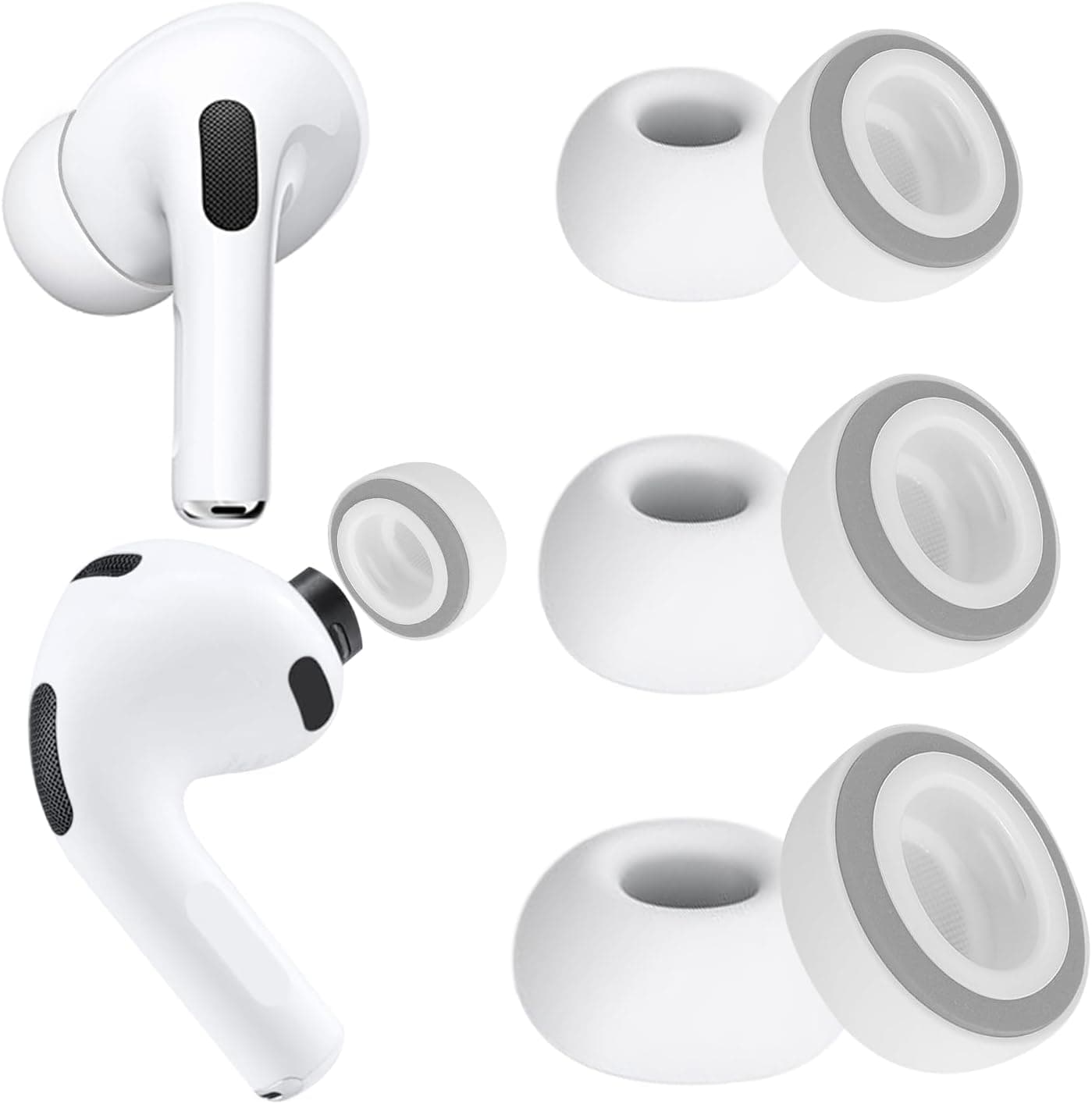 2025 Upgraded Memory Foam&Silicone Hybrid Ear Tips for AirPods Pro 3, Ultimate Comfort, Anti-Slip Eartips, Superior Noise Isolation, Fits in The Charging Case,3 Pairs (Grey, Assorted S/M/L)