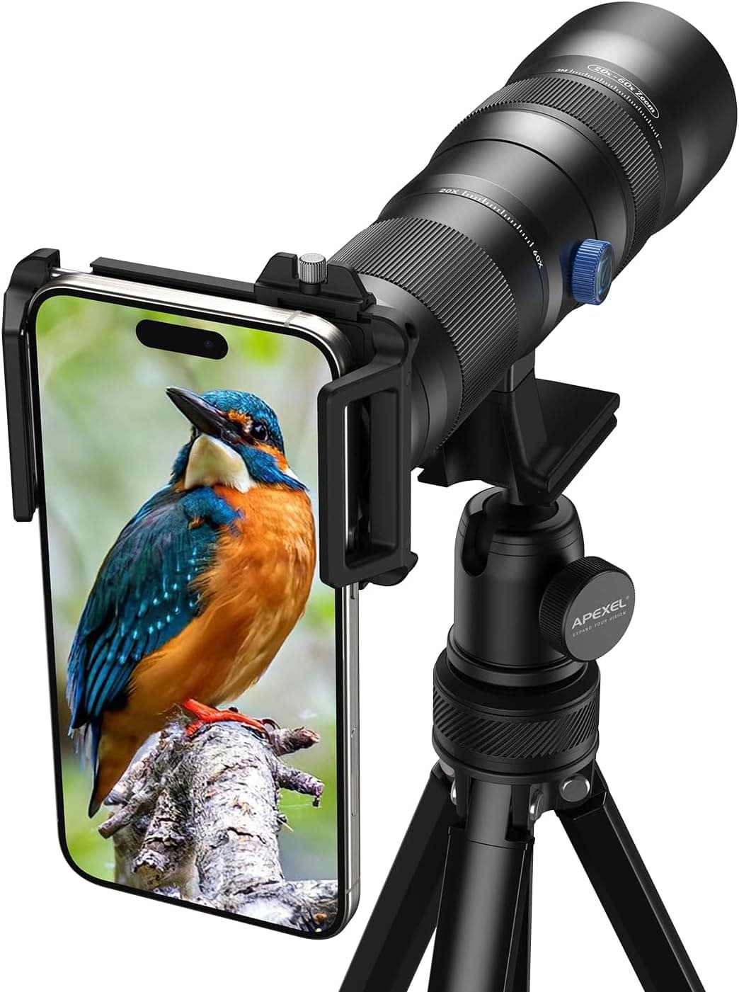 20-60X Zoom Telephoto Lens, Evil Eye High Power HD Telephoto Phone Lens with Tripod and Universal Phone Clip for iPhone 16/15/14/13 Series, Samsung, Android Phone and Most Smartphone