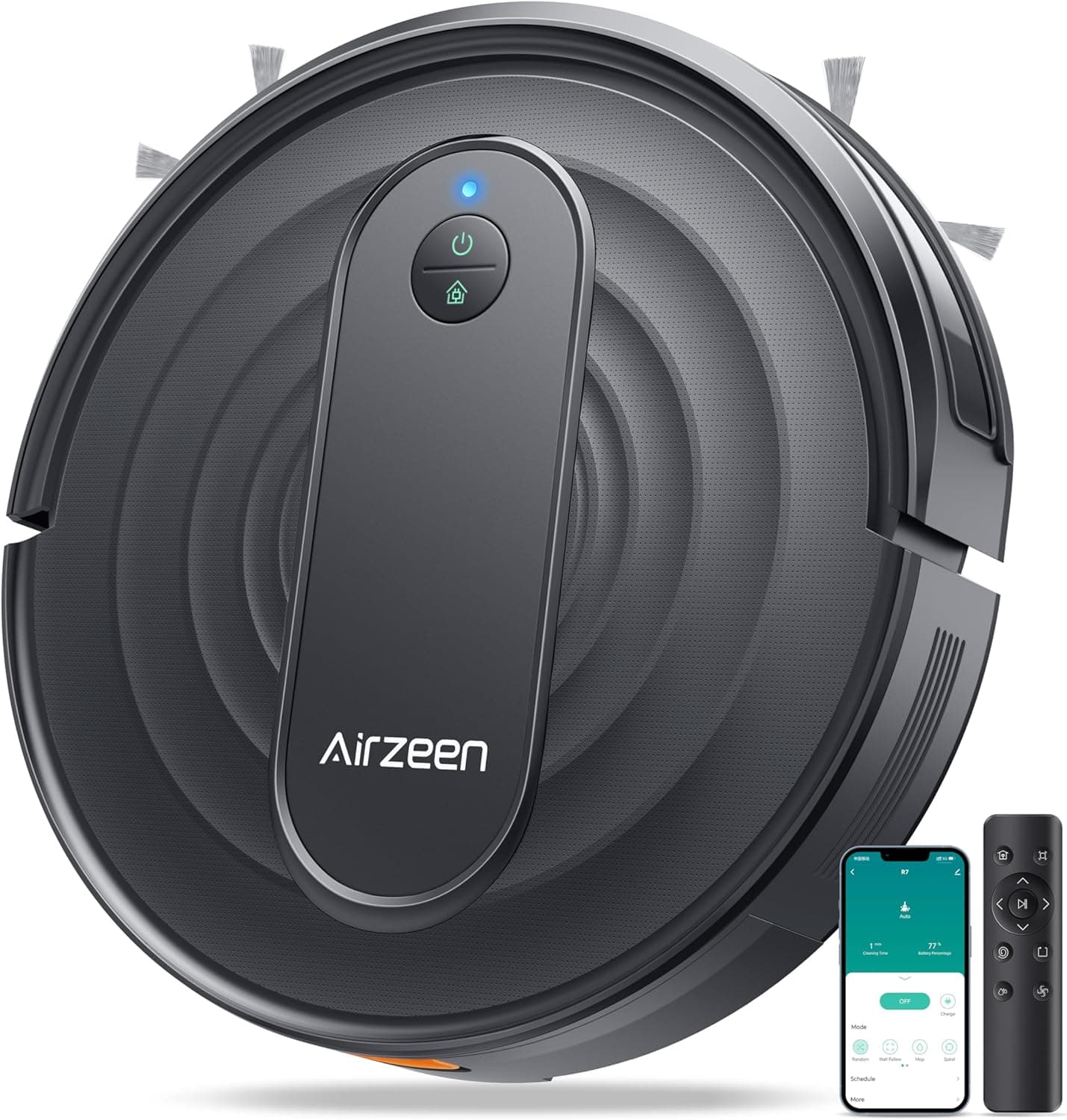 Airzeen Robot Vacuum - Robotic Vacuum Cleaner with Carpet Boost, 120Mins Max, Customized Cleaning, Vacuum Robot for Self-Charge, Remote/App/Alexa Control for Pet Hair/Hard Floor/Low-Pile Carpet, R7