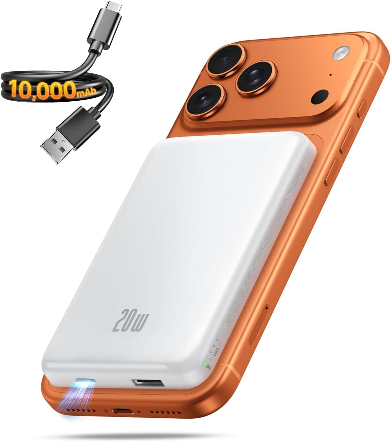 Portable Charger for Magsafe Power Bank - 10000mAh Magnetic Phone Charger, USB C 20W PD Fast Charging, Slim Wireless Battery Pack for iPhone 17/16/15/14/13/12 Series, for Travel Cruise Essentials