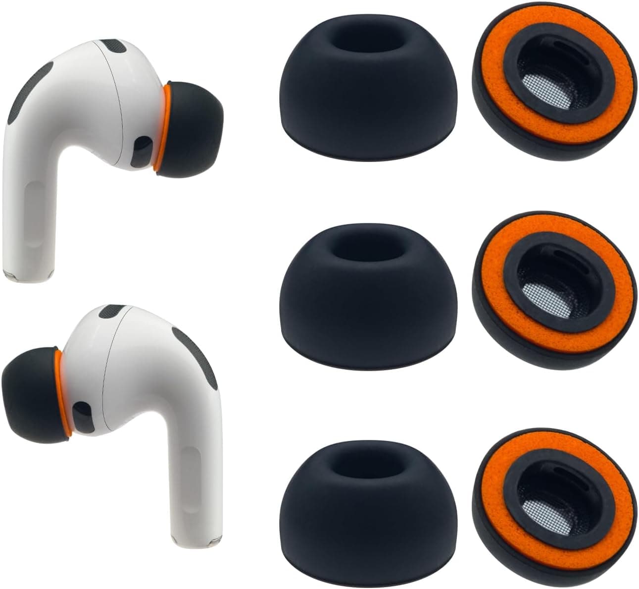 Replacement Memory Foam Ear Tips for AirPods Pro 3 Silicone Shield, Compatible with AirPods Pro3 3rd Generation 2025, Fit in The Charging Case, 3 Pairs Black (Medium)