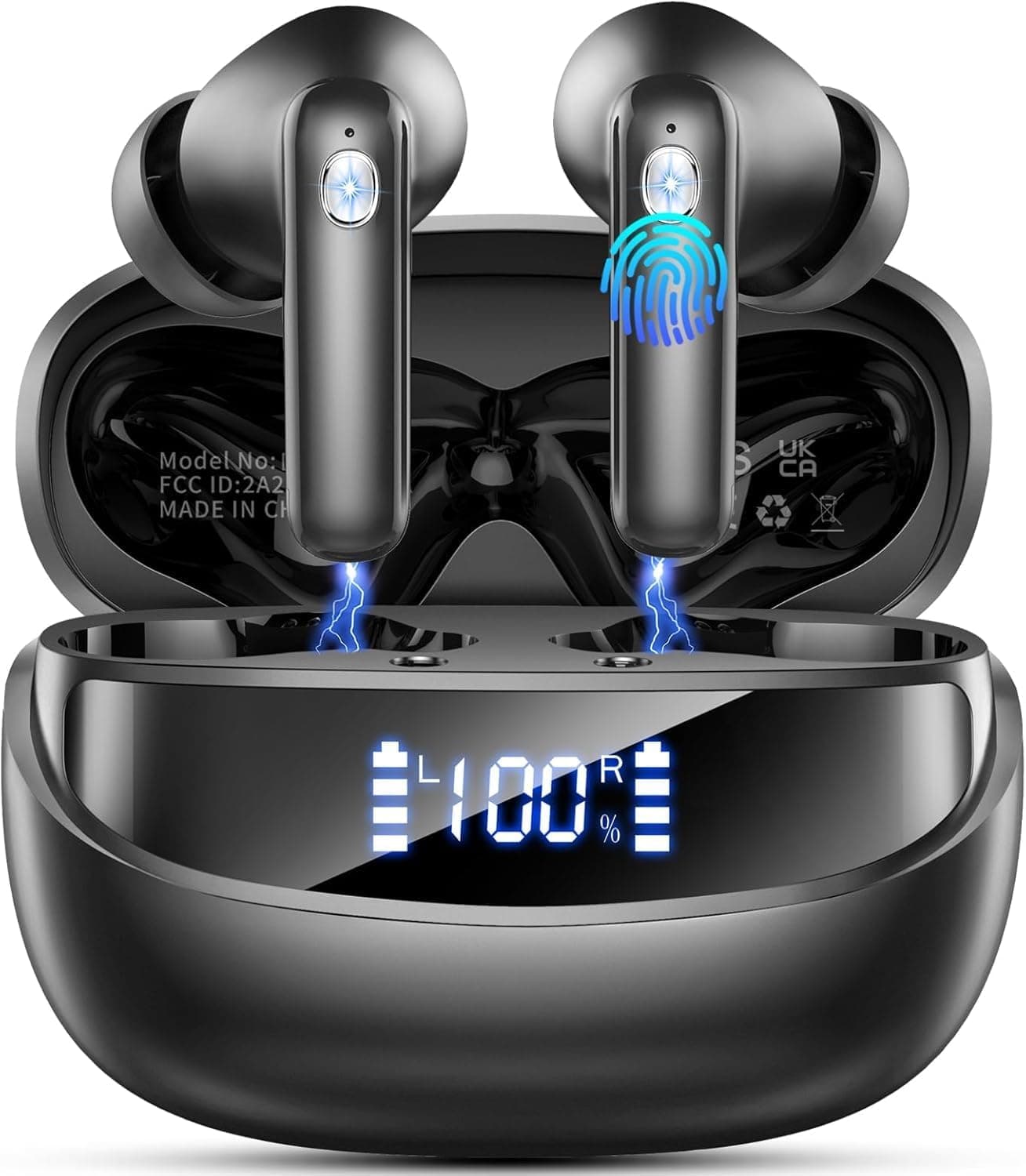 Wireless Earbuds, Bluetooth 5.4 Headphones HiFi Stereo, 50H Playtime In-Ear Headphones with ENC Noise Cancelling Mics, IP7 Waterproof Wireless Headphones, Earbuds with LED Display for Android iOS