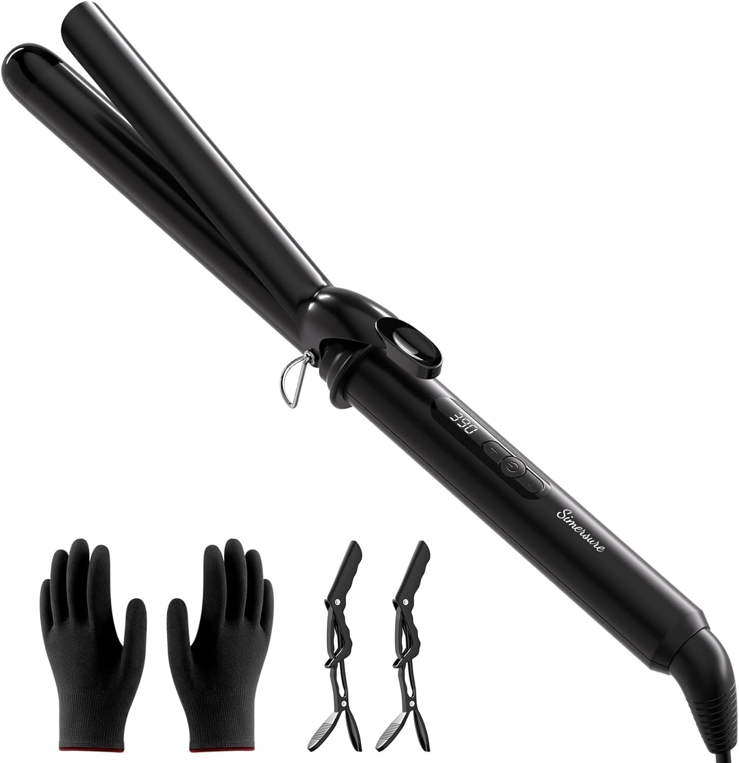 Curling Iron 1 Inch, Long Barrel Ceramic Hair Wand, Fast Heating Hair Curler with 12 Heat Settings with LED Display, Hair Curling Wand Styling and Lasting on All Hair Types, Dual Voltage for Travel