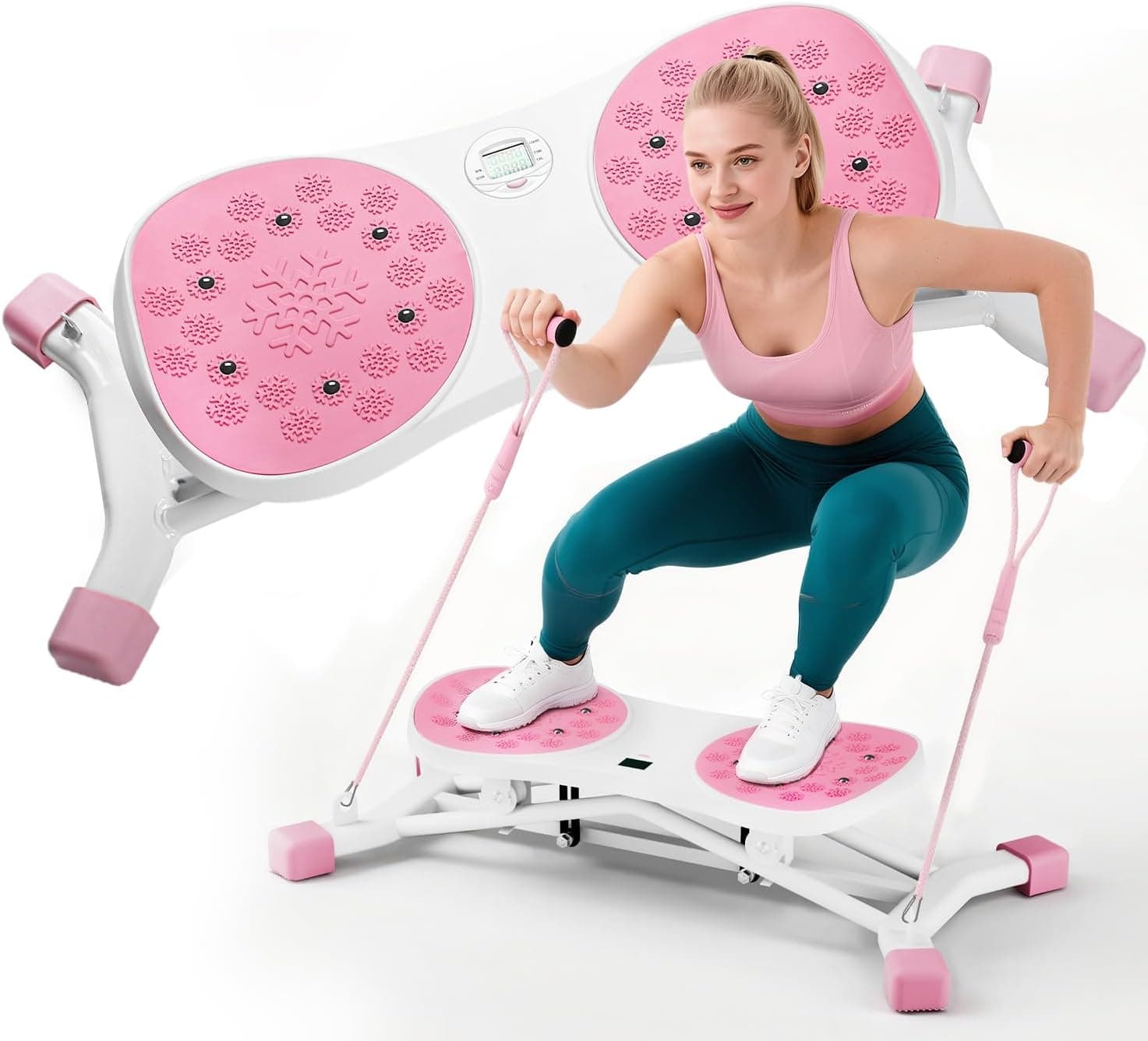 Balance Board for Adults, Ski Simulator Balance Board for Full Body Workout, Balancing Machine with Resistance Bands, 300 LBS Capacity, LCD Monitor, Stylish Snowflake Design, Stepper at Home Gym