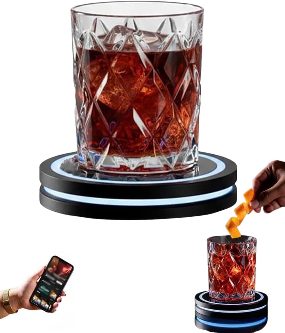 2026 New Smart Coaster 2.0 Cocktail Machine, Interactive Lighting with Built-in Smart Sensing Tech Easy to Clean & Carry, Built-in Smart Sensing Tech for Home Bar Accessory (1 PCS)