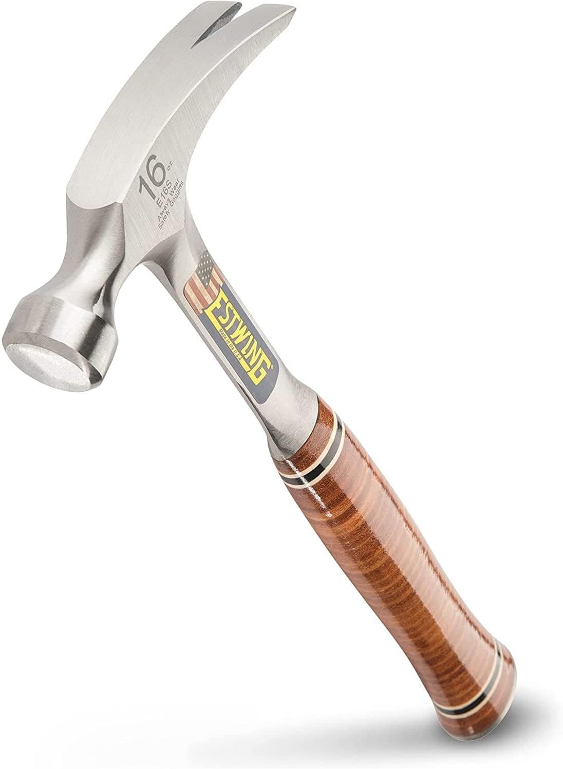 ESTWING Hammer - 16 oz Straight Rip Claw with Smooth Face & Genuine Leather Grip - E16S