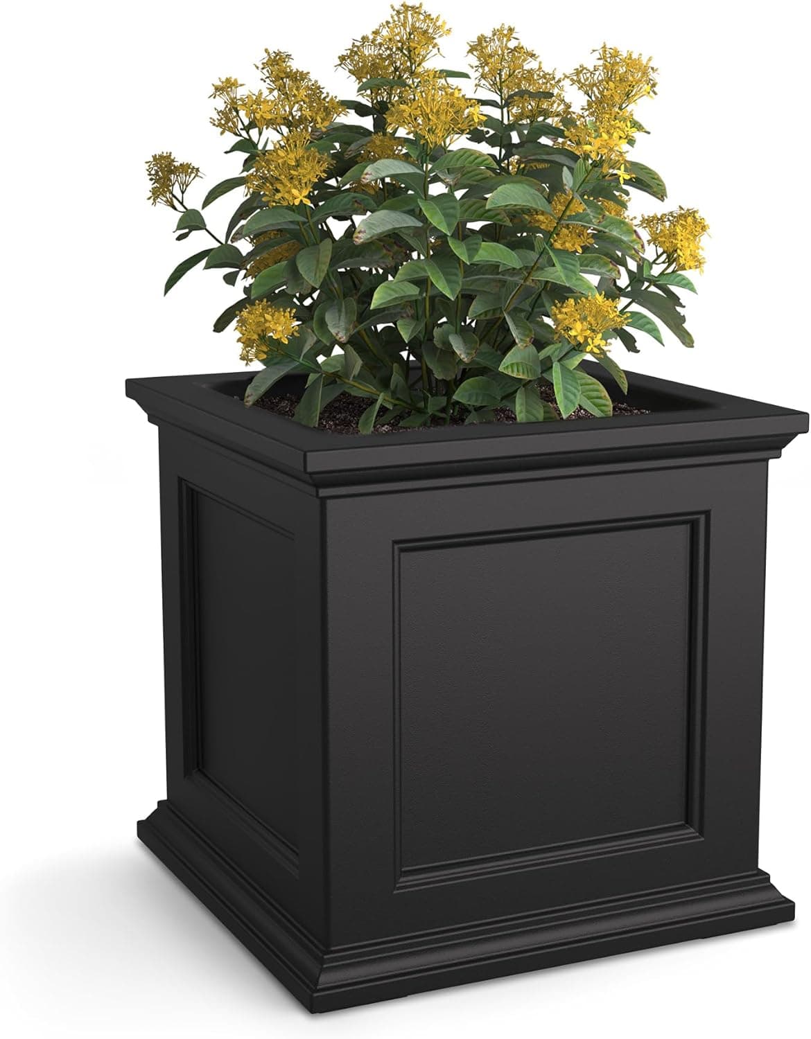 Mayne Fairfield 20-Inch Square Planter – Self-Watering, Weather-Resistant Planter for Flowers – Durable Outdoor Design for Patio, Porch, or Entryway