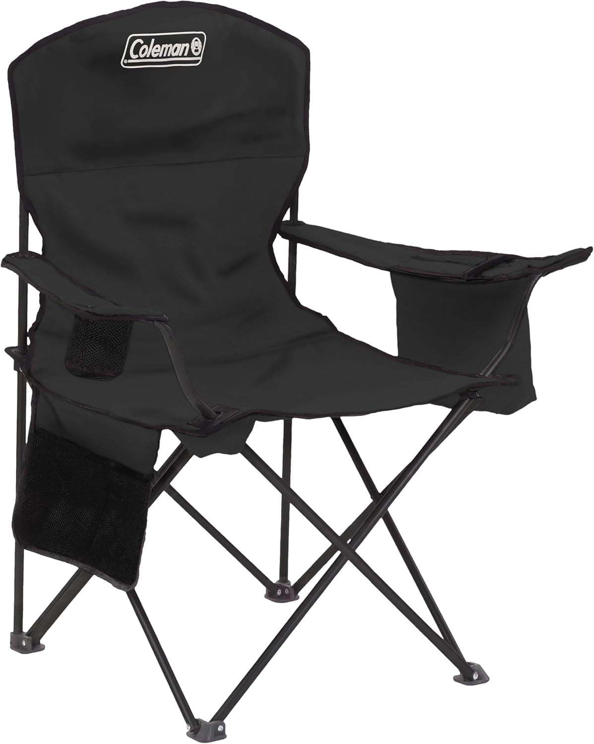Coleman Portable Camping Chair with 4-Can Cooler, Cushioned Seat & Back with Side Pockets & Cup Holder, Carry Bag Included, Great for Camping, Tailgating, Firepits, Patio, & More