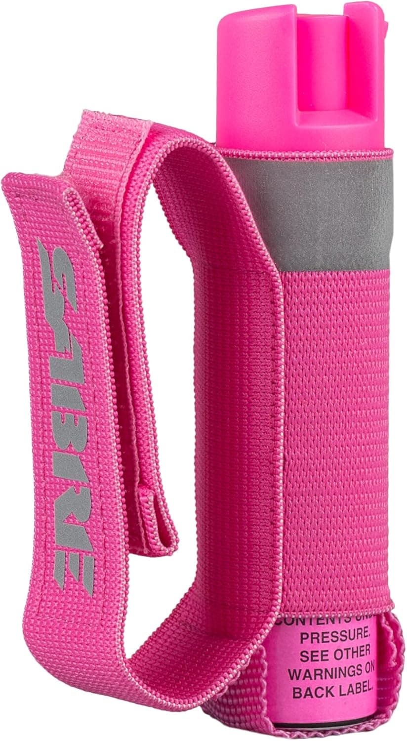 SABRE Runner Pepper Gel, Maximum Police Strength OC Spray, Reflective Strap for Easy Carry & Access, 0.67 fl oz, 4X Longer Spray Time - Up to 13 Seconds, Optional Clip-On Alarm & LED Armband Combos