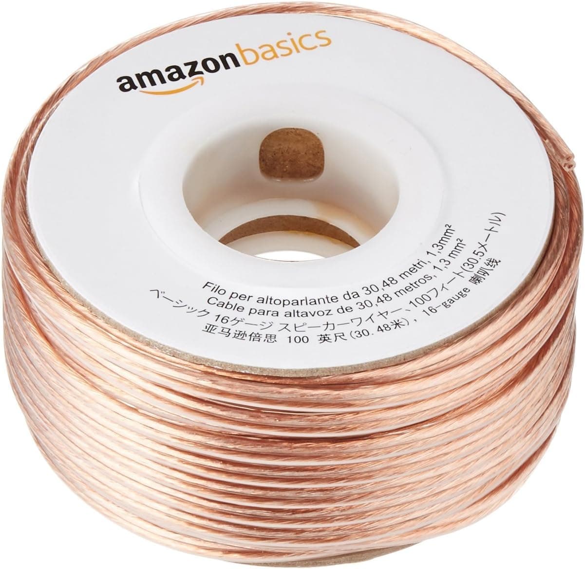 Amazon Basics Speaker Cable, Easy Assembly, 16-Gauge, Bronze, 100 ft