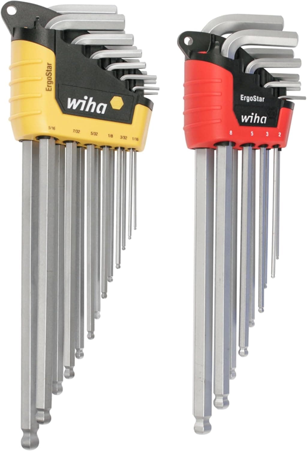 Wiha 66982 ErgoStar Ball End Hex L-Key, Inch and Metric, 22-Piece