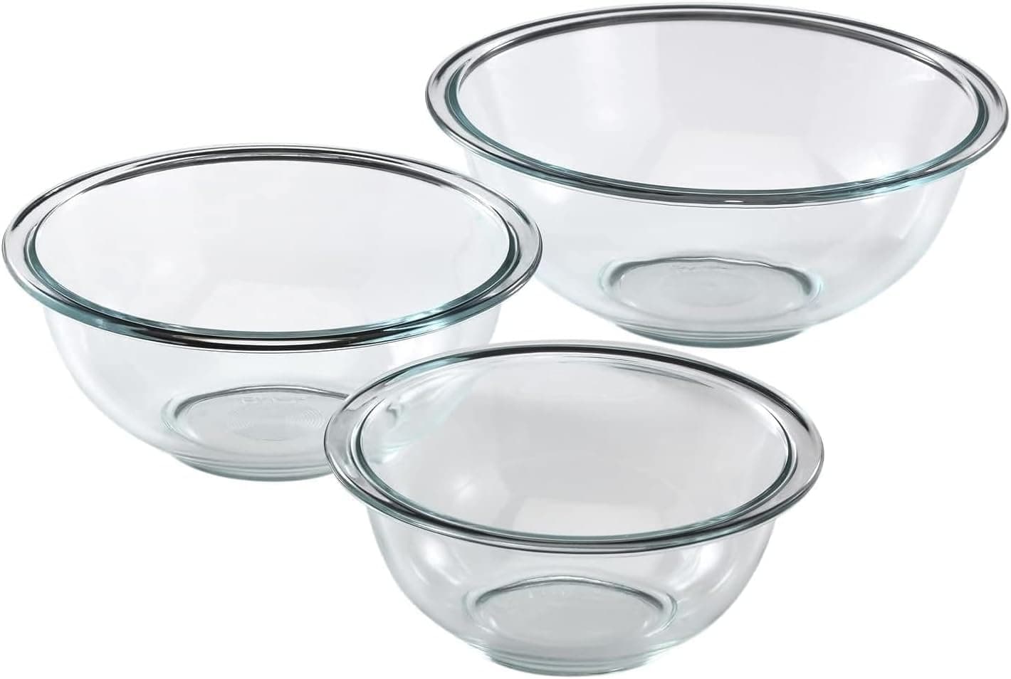 Pyrex Essentials (3-Piece) Glass Mixing Bowls Set For Prepping, Baking and Cooking, Preheated Oven, Dishwasher, Freezer, and Microwave Safe