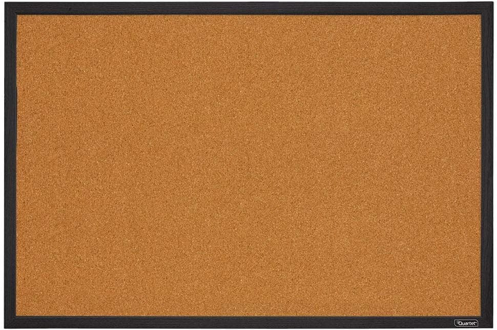 Quartet Cork Bulletin Board, Framed Corkboard, 2' x 3', Black Frame, Message Board, Vision Board (MWDB2436-BK)