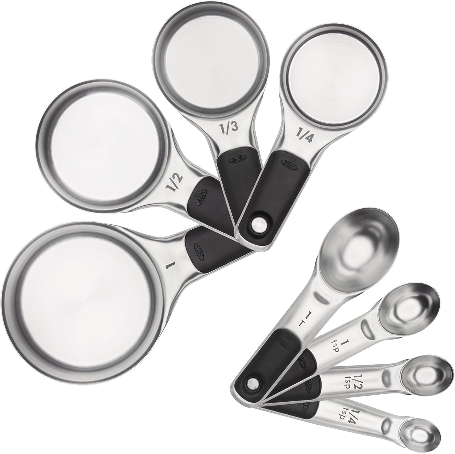 OXO Good Grips Stainless Steel Measuring Cups and Spoons 8-Piece Set, 4 Cups and 4 Spoons