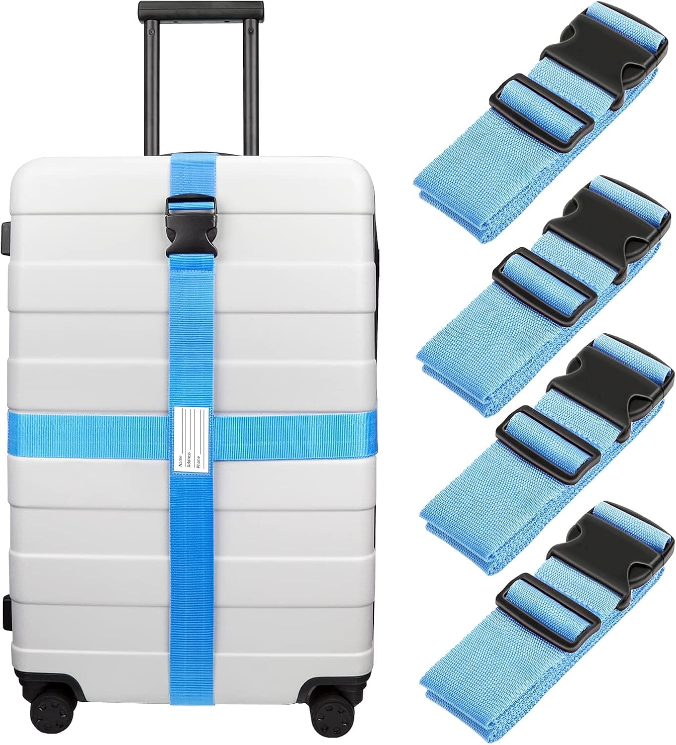 Luxebell Luggage Straps Suitcases Belt TSA Approved Travel Essentials Accessories Gift for Carry on Bag 6.56 ft 4 Pack