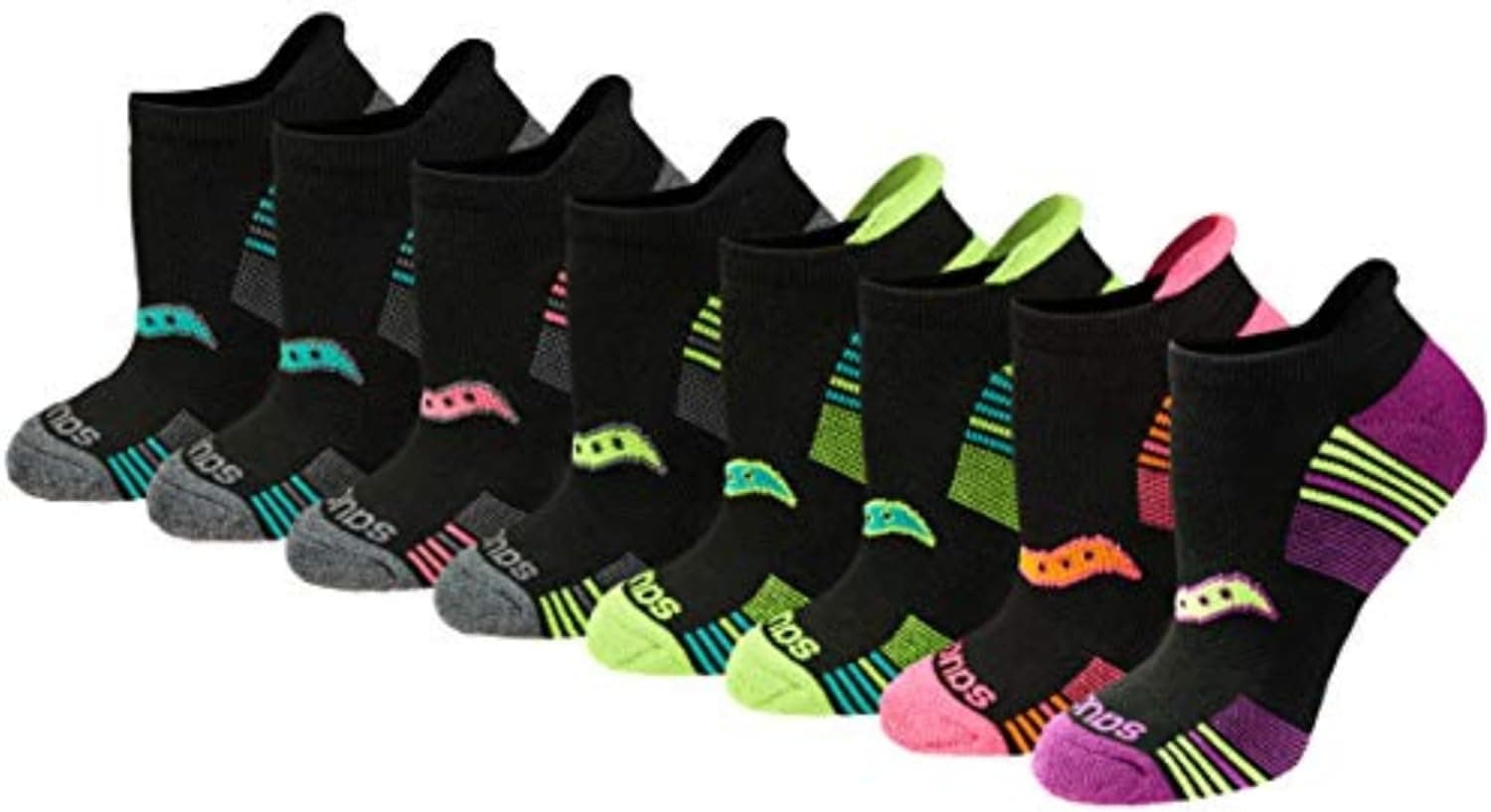 Saucony Women's RunDry Performance Heel Tab Athletic Socks, Available in S-L (8, 16, 24 Pairs)