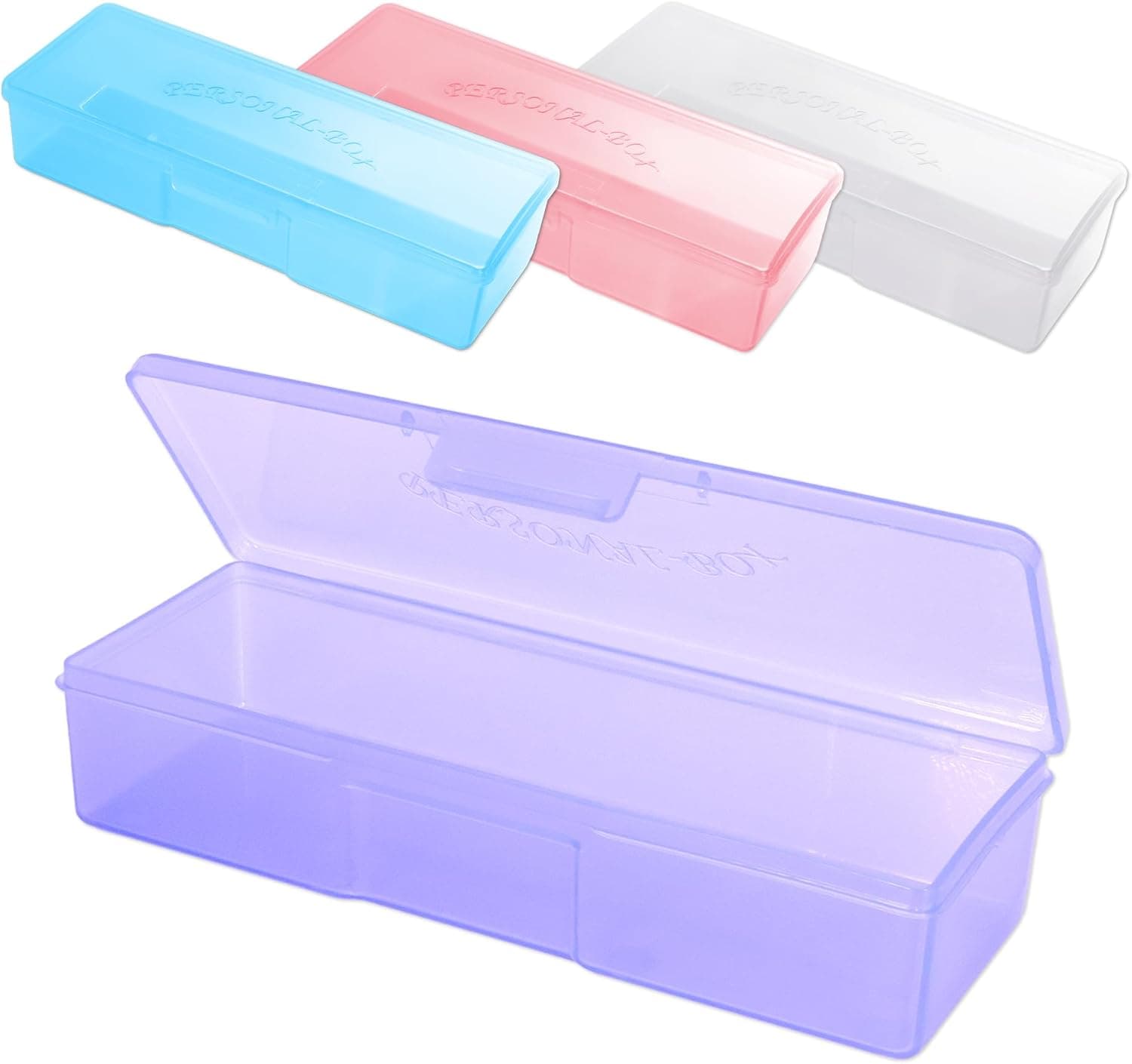 Beauticom Personal Box Storage Case for Professional Manicurist Nails Pedicure (Large Size) (4 Pieces Mix Color, Mix Color: Pink, Blue, Frosted, Purple)