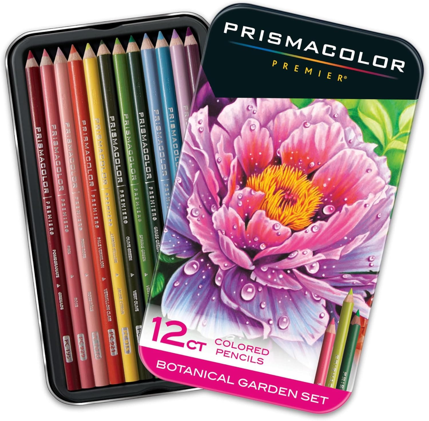 Prismacolor Premier Colored Pencils, Soft Core, Botanical Garden Set, 12 Count - Adult Coloring, Drawing, Holiday Gift