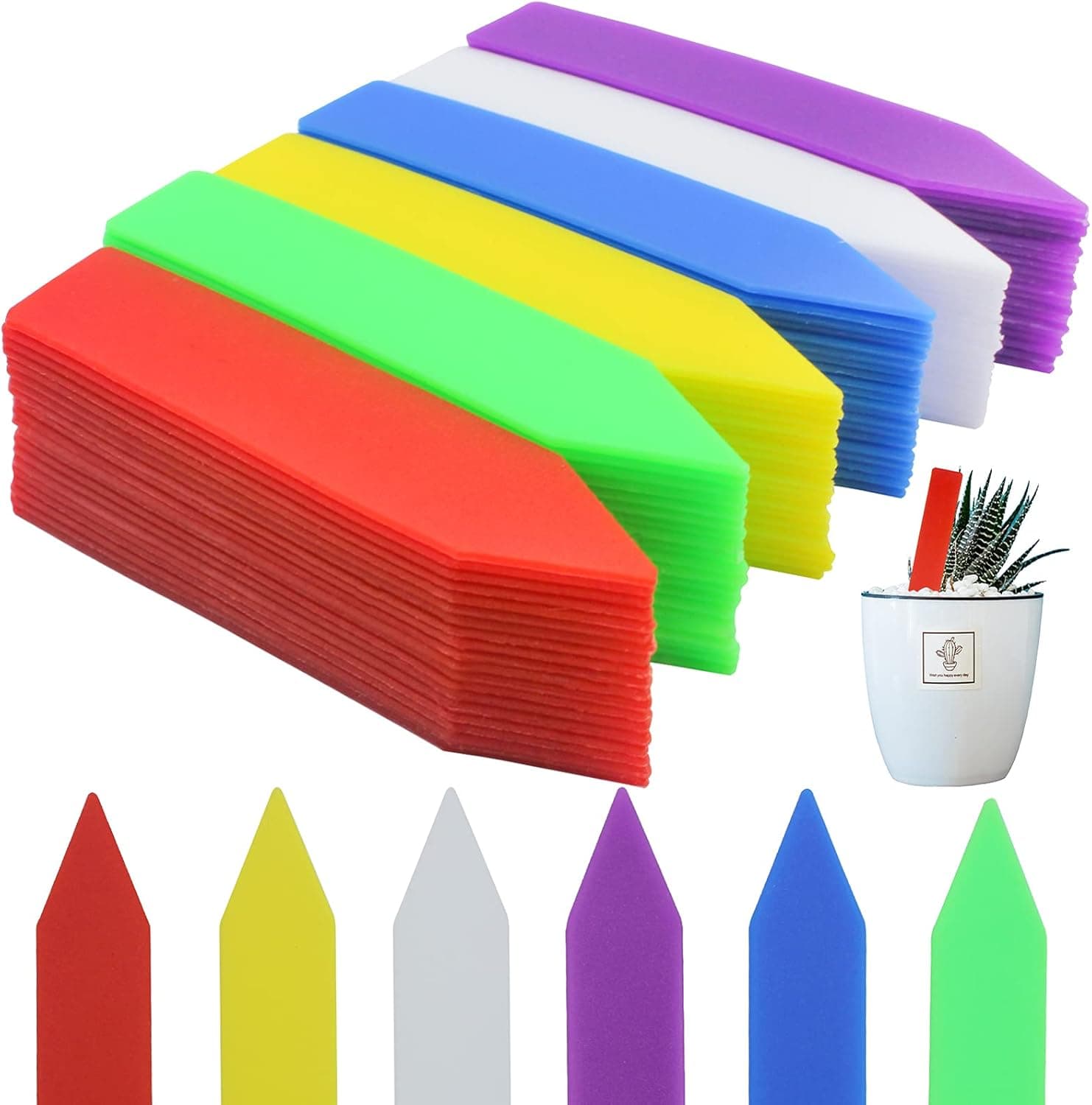 Mziart 120Pcs 4 Inches Plastic Plant Tags Waterproof Nursery Garden Plant Labels Stakes Pot Markers, Multicolor