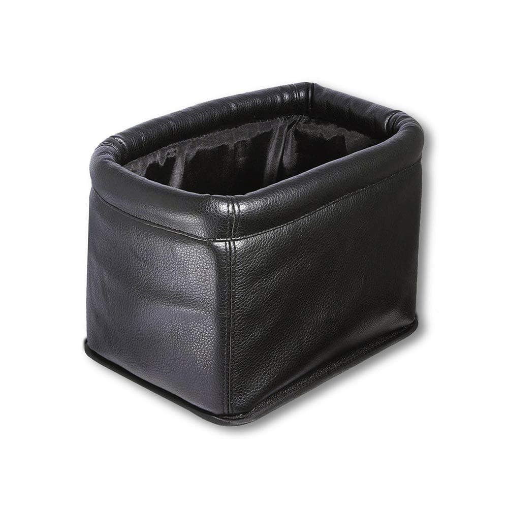 Leather Car Trash Can, Luxury Car Organizer, Leakproof Garbage Can for Car and Trucks Black