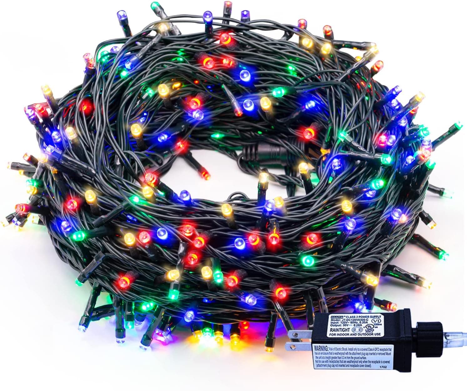 Christmas String Lights - 320 LEDs 35m/115ft Memory Function 8 Modes End-to-End Plug in Outdoor Waterproof Decorative Fairy Twinkle Indoor Xmas Tree Lights String for Home/Patio/New Year - Colorful