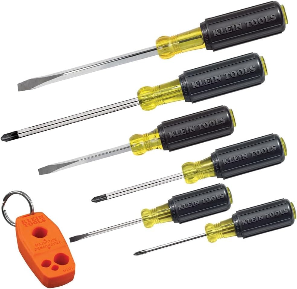 Klein Tools 85146 Screwdriver Set with Magnetizer / Demagnetizer for Magnetic Tips 3 Slotted, 3 Phillips, Home Improvement, 7-Piece